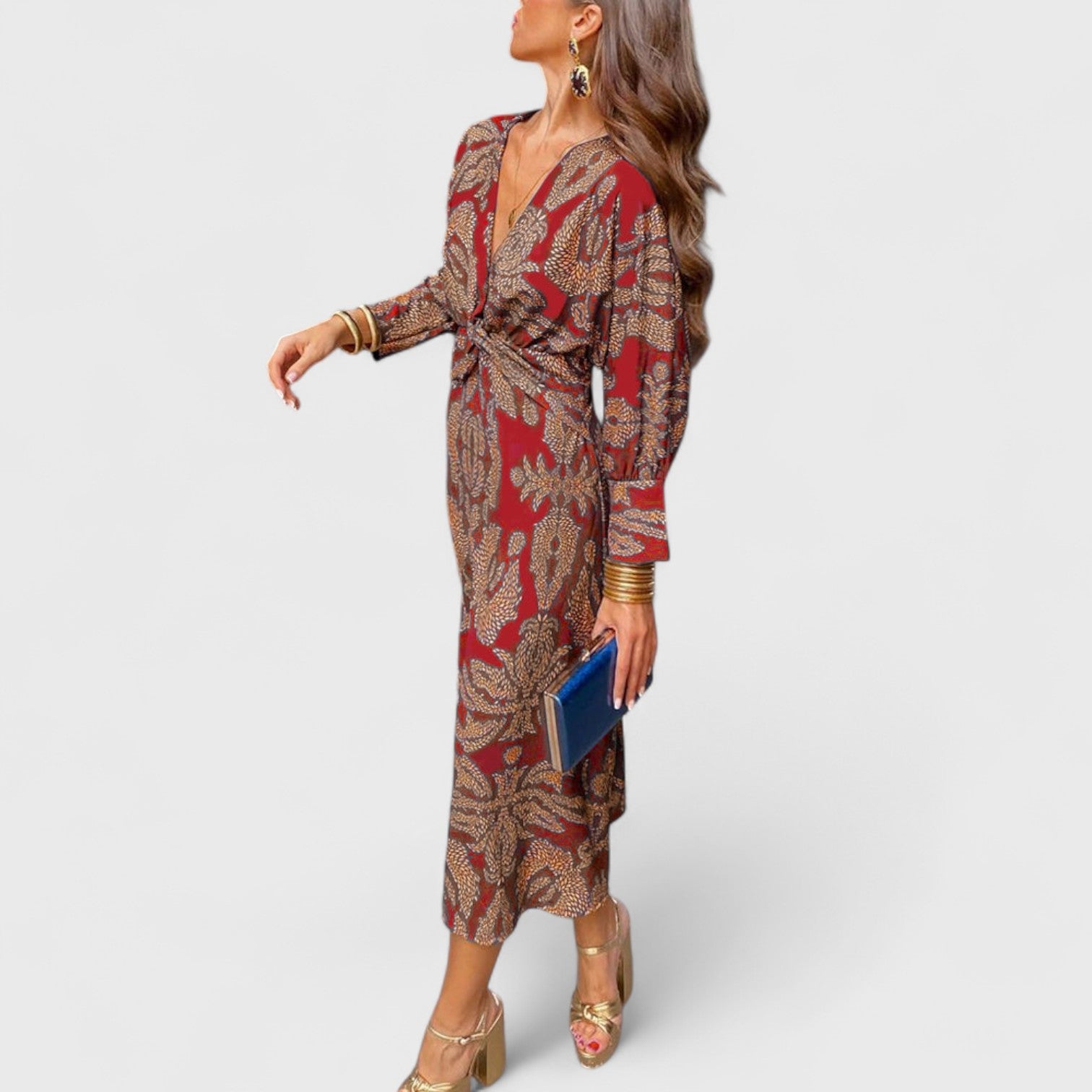 ELYRA™ | Elegant Long Sleeve Wrap Dress
