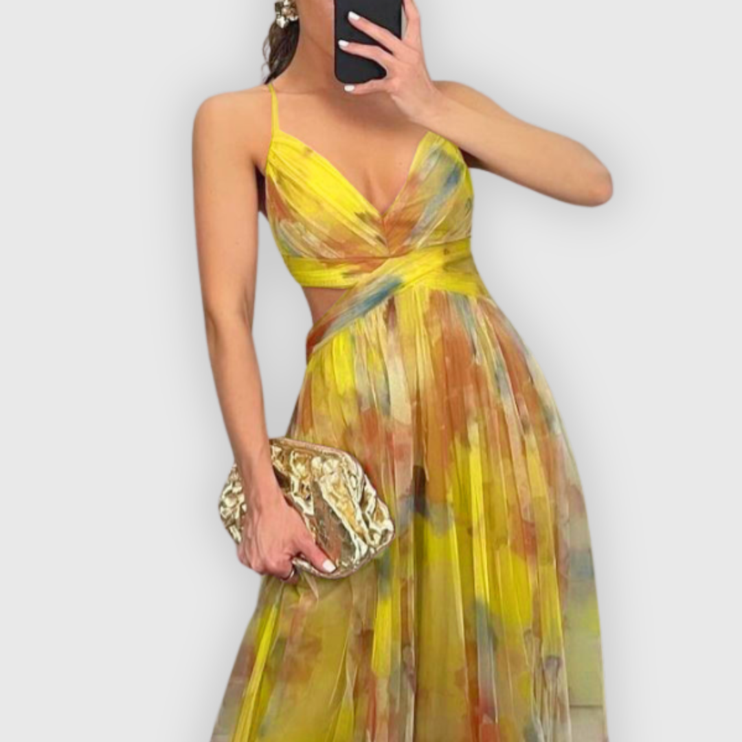 ELYRA™ | Long floral dress with a fluid cut