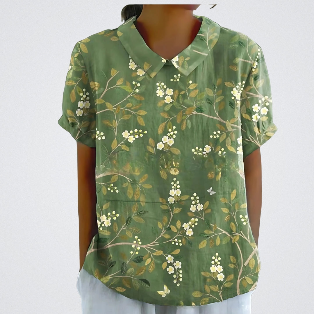 ELYRA™ | Blouse en lin à fleurs
