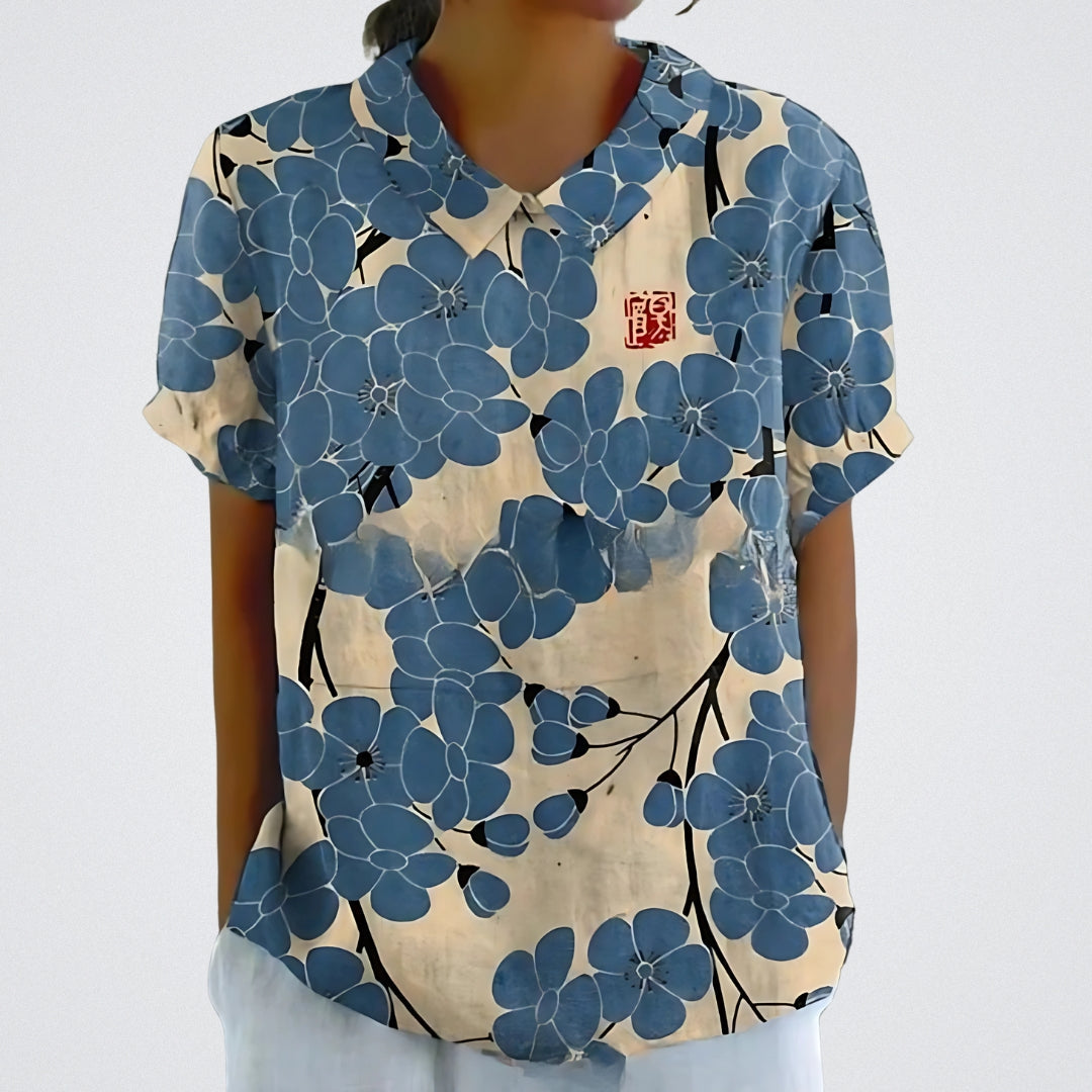 ELYRA™ | Blouse en lin à fleurs