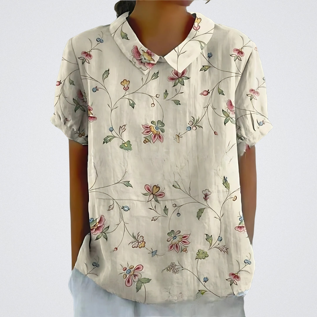 ELYRA™ | Blouse en lin à fleurs