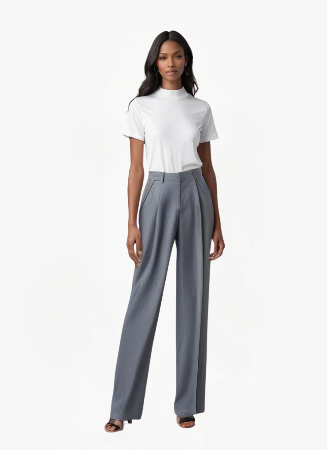 ELYRA™ | Elegant Grey Wide-Leg Trousers