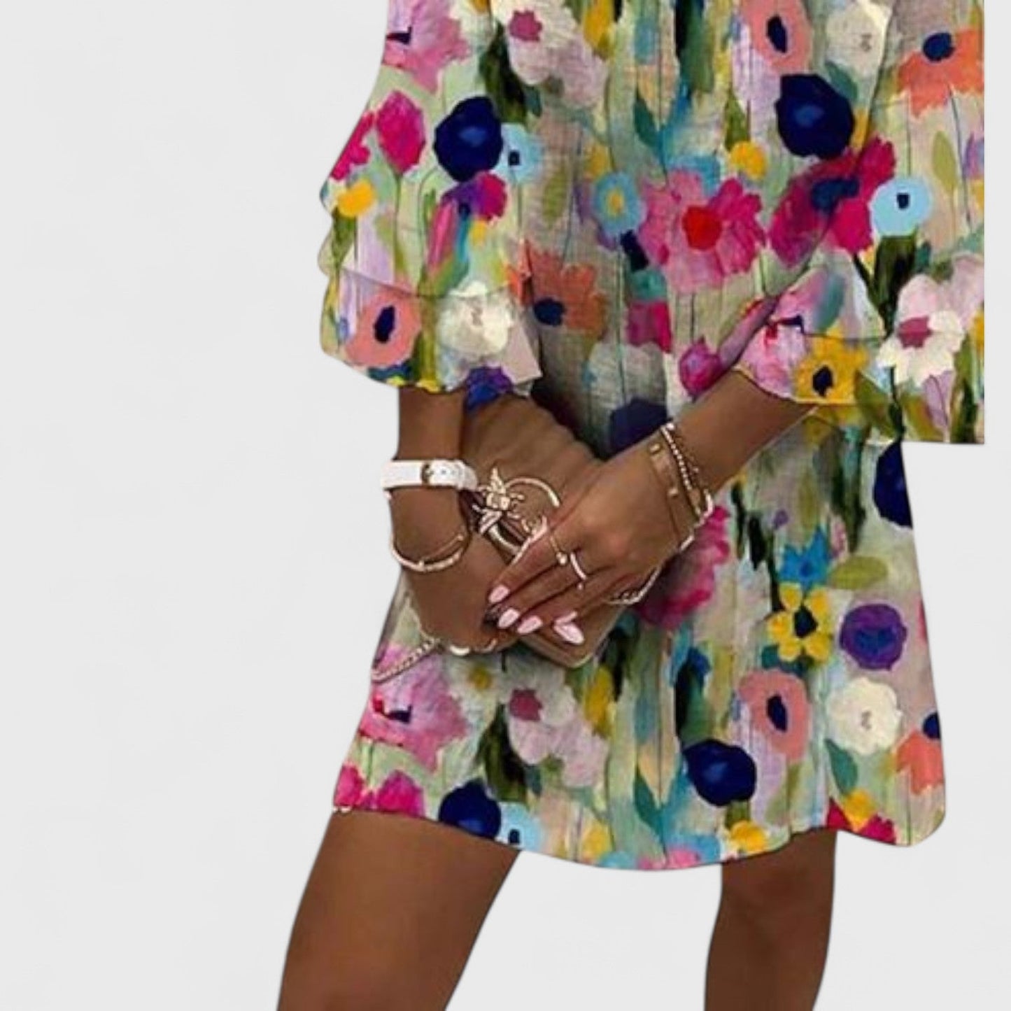 ELYRA™ | Mini dress with V-neck and floral print