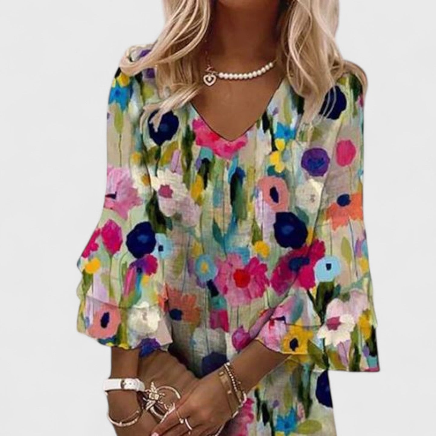 ELYRA™ | Mini dress with V-neck and floral print