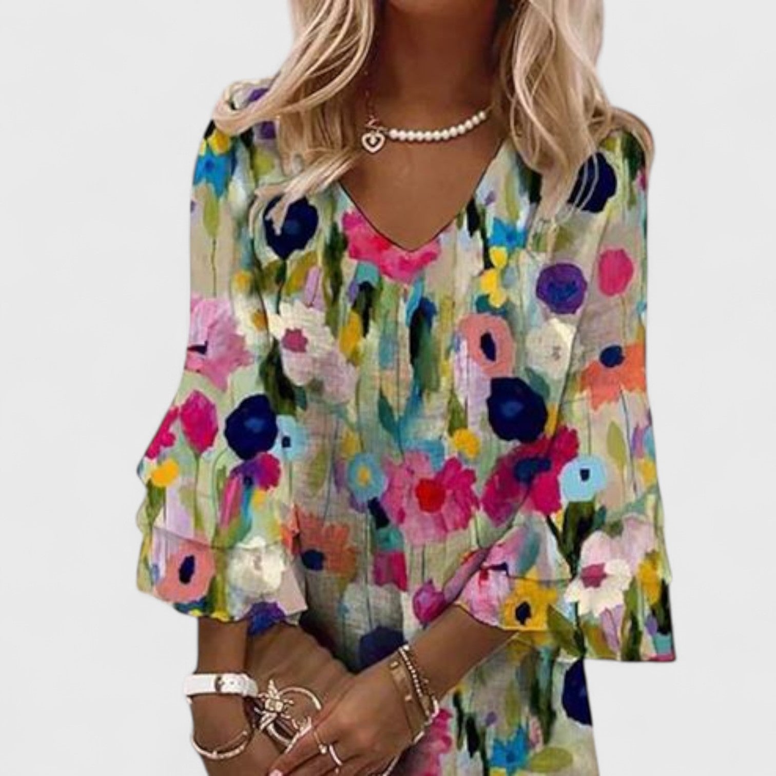 ELYRA™ | Mini dress with V-neck and floral print