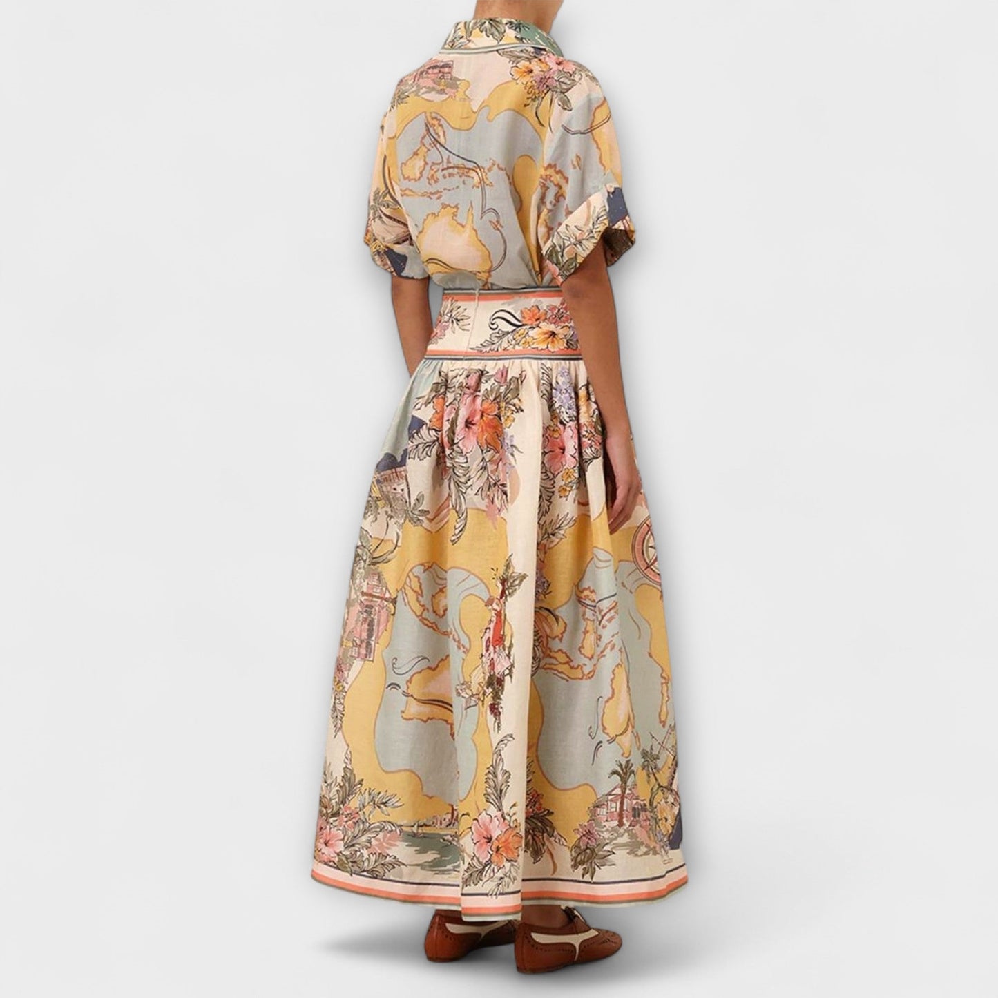 ELYRA™ | Striped Linen Midi Skirt