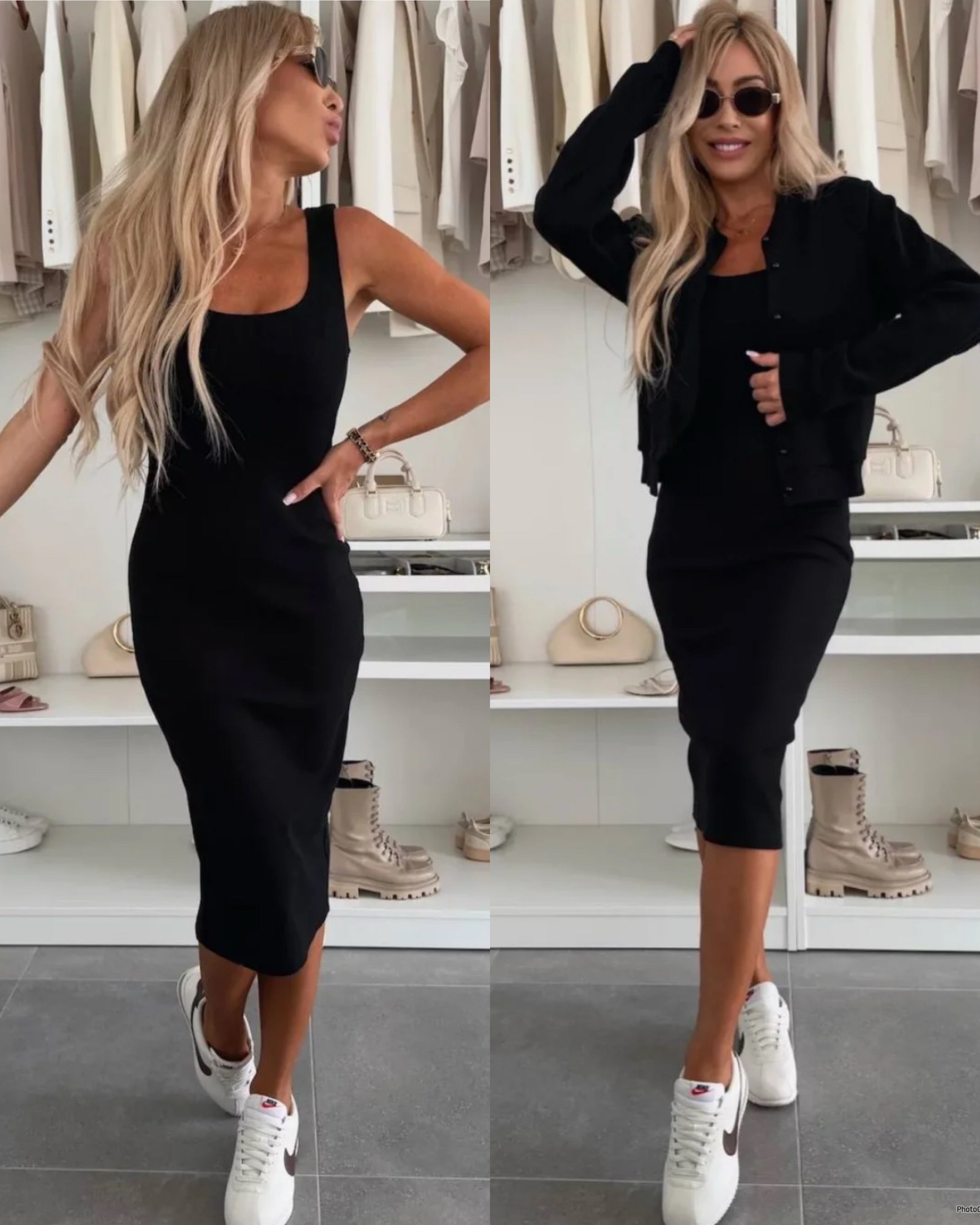 ELYRA™ | Ribbed Knit Midi Dress & Bomber Set