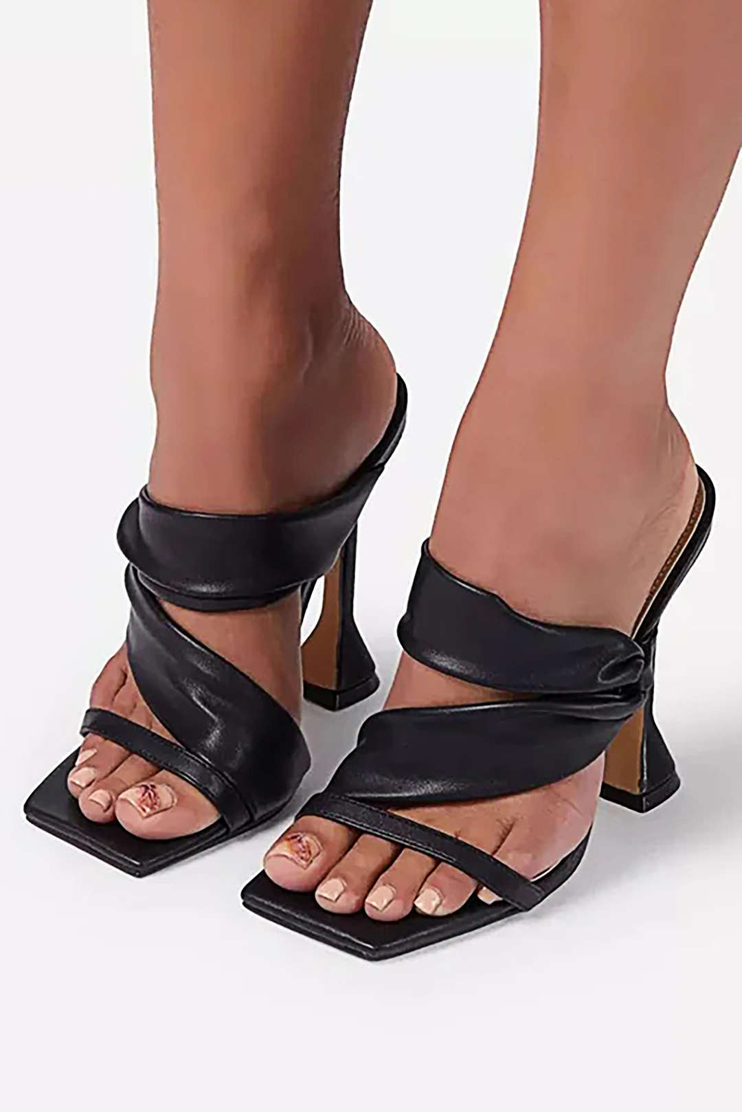 ELYRA™ | High Heeled Sandals, Square Toe, Crinkled Metallic Finish