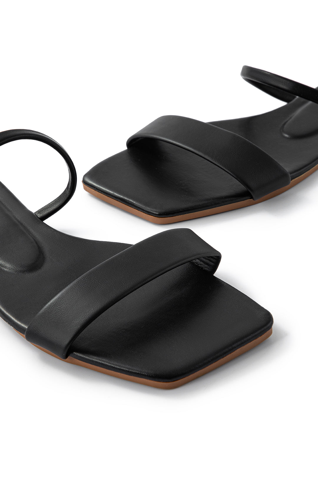 ELYRA™ | Flat Square-Toed Sandals in Faux Leather