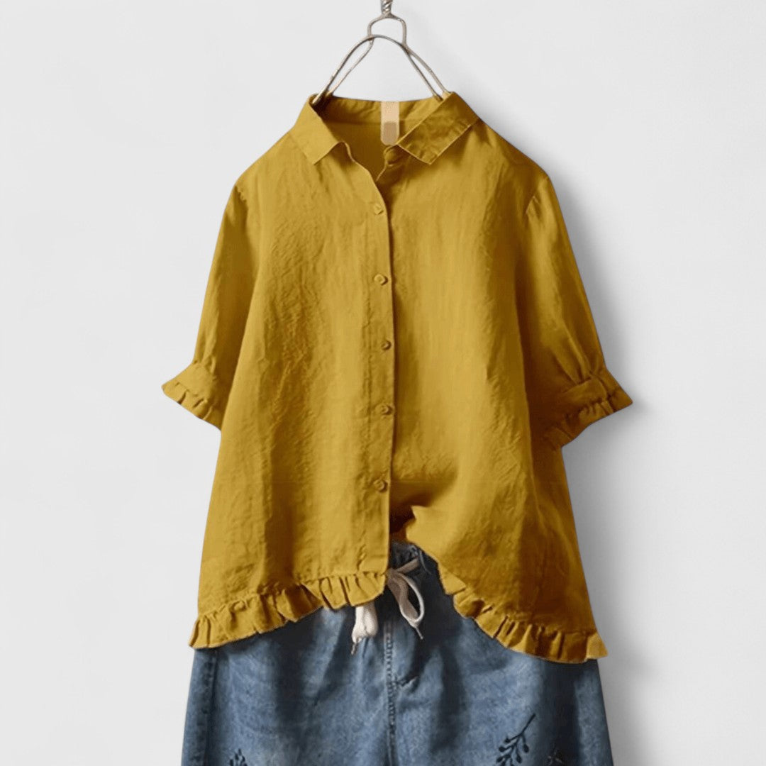ELYRA™ | Ruffled Linen Blouse