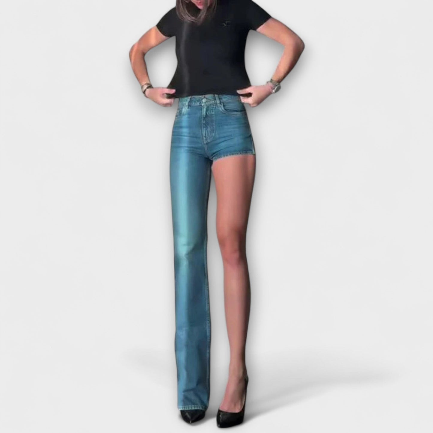 ELYRA™ | Asymmetrical Denim Shorts with Strap