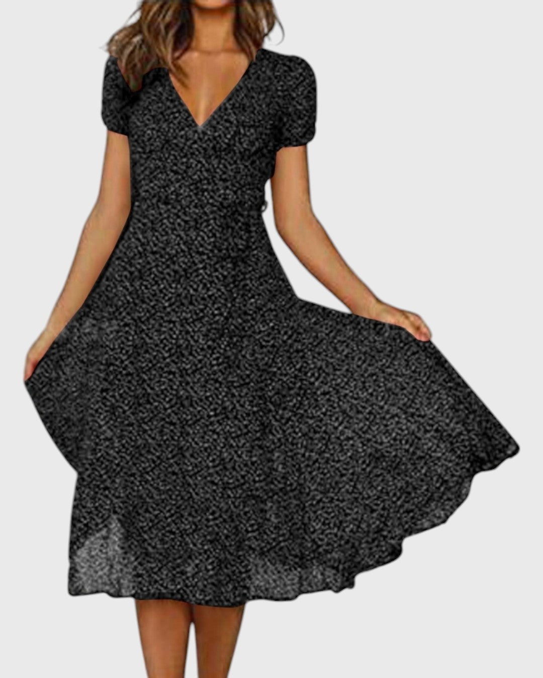 ELYRA™ | Flared Midi Dress with V-Neck