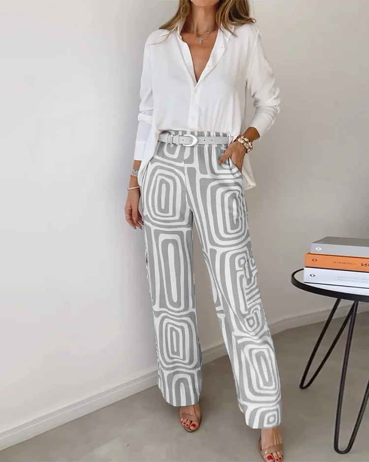 ELYRA™ | Retro-Chic Ensemble with Wide Trousers