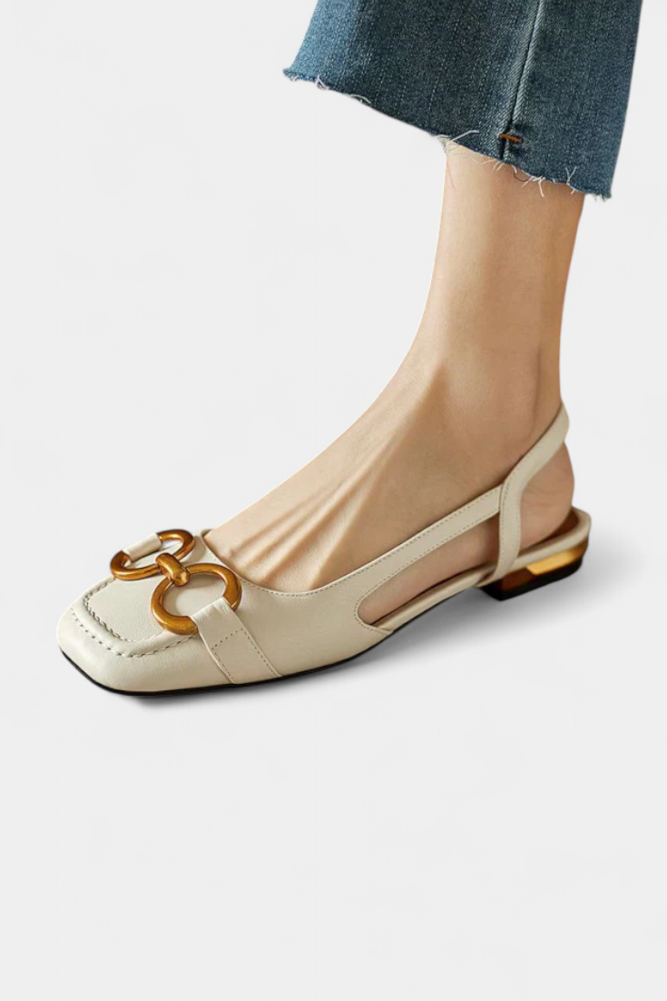 ELYRA™ | Mocasines Slingback à Bout Carré en cuir