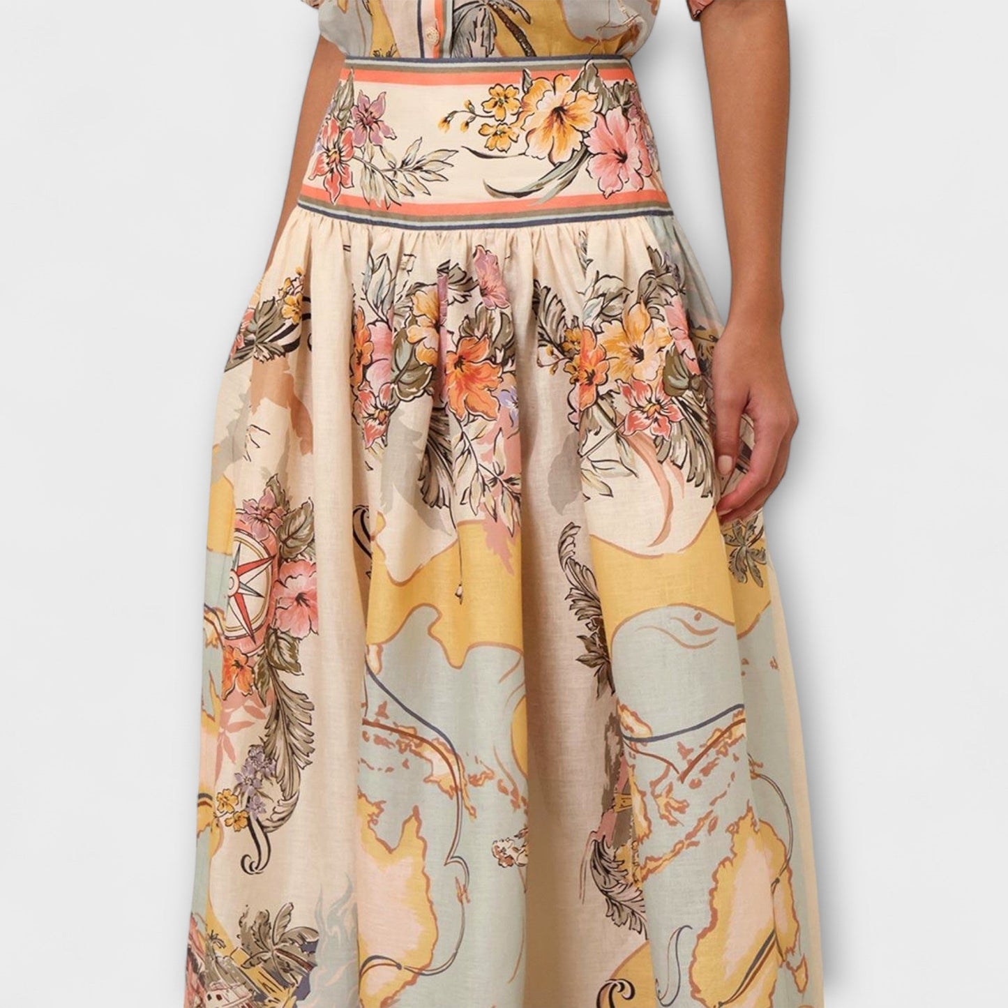 ELYRA™ | Striped Linen Midi Skirt