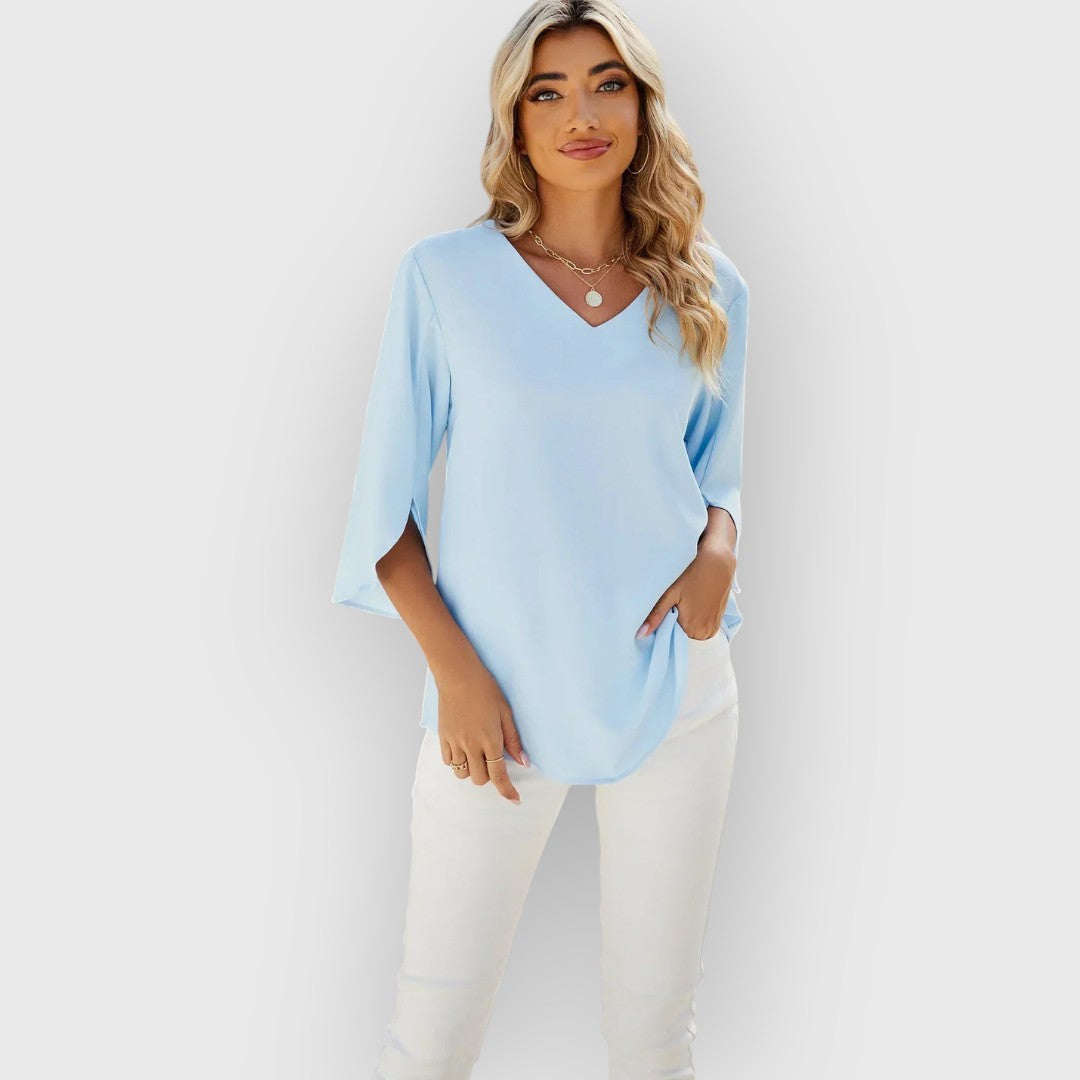 ELYRA™ | V-Neck Blouse with Short Sleeves