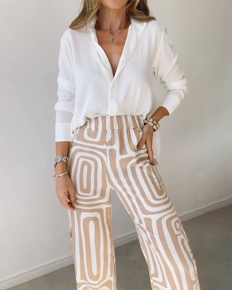 ELYRA™ | Ensemble Retro-Chic avec Pantalon Large