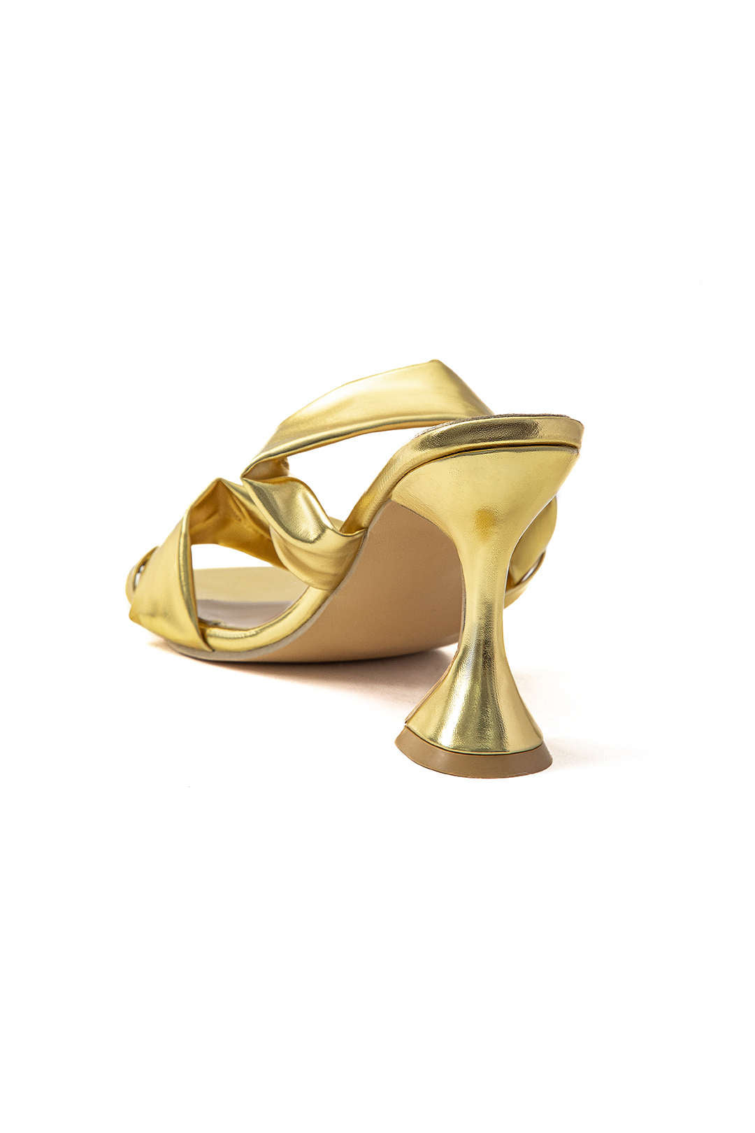 ELYRA™ | High Heeled Sandals, Square Toe, Crinkled Metallic Finish