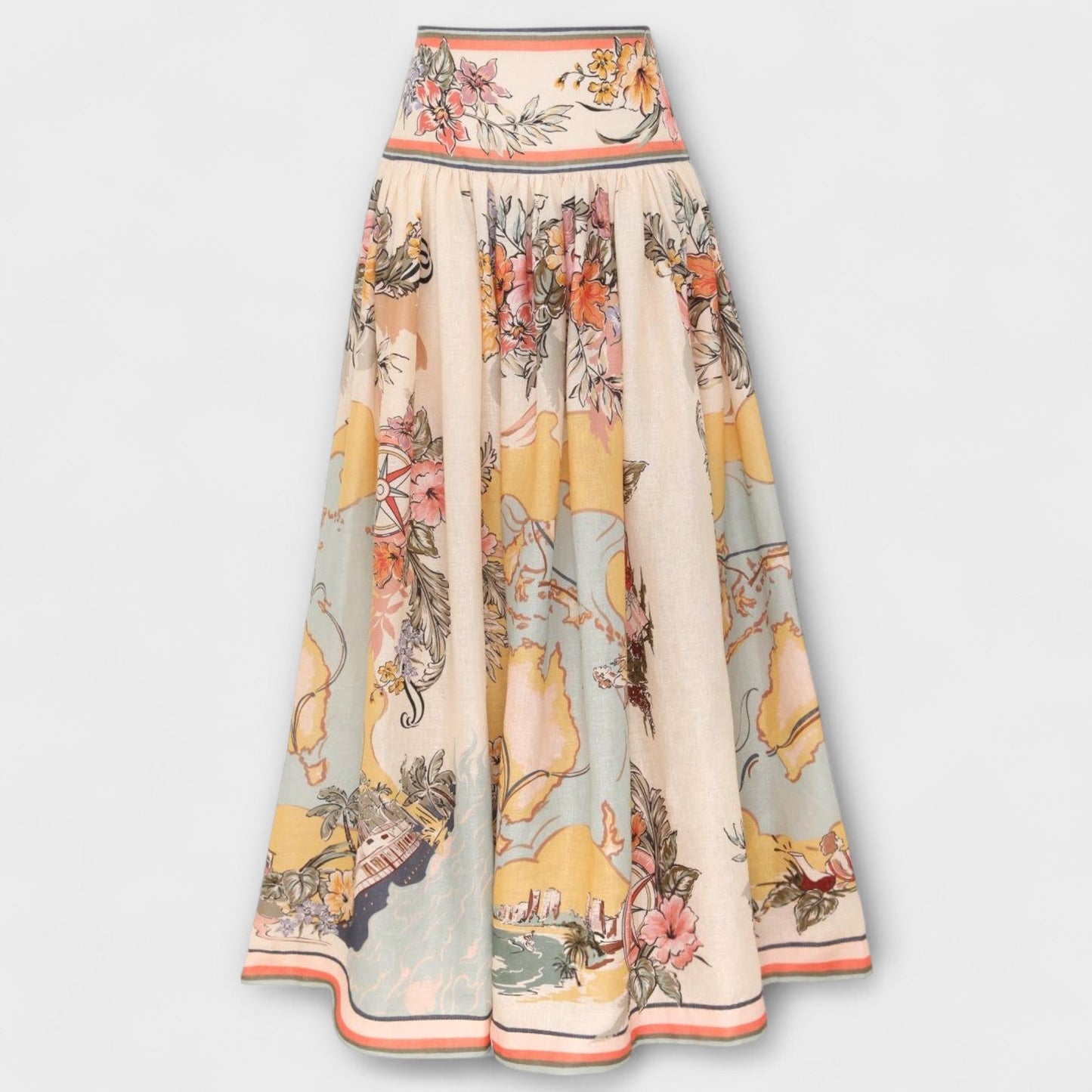 ELYRA™ | Striped Linen Midi Skirt