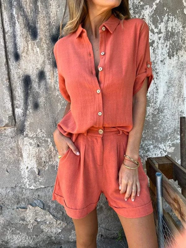 ELYRA™ | Button-Up Shirt and Shorts Set