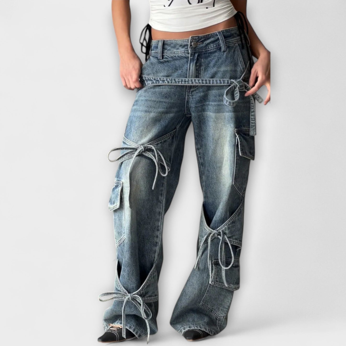 ELYRA™ | Utility denim jeans with knot detail