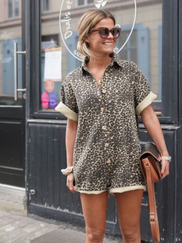ELYRA™ | Combinaison chemise à motif léopard