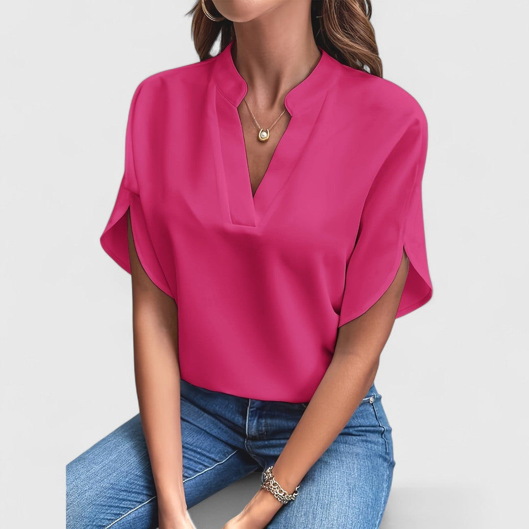 ELYRA™ | Long-Sleeve Satin Cotton Blouse