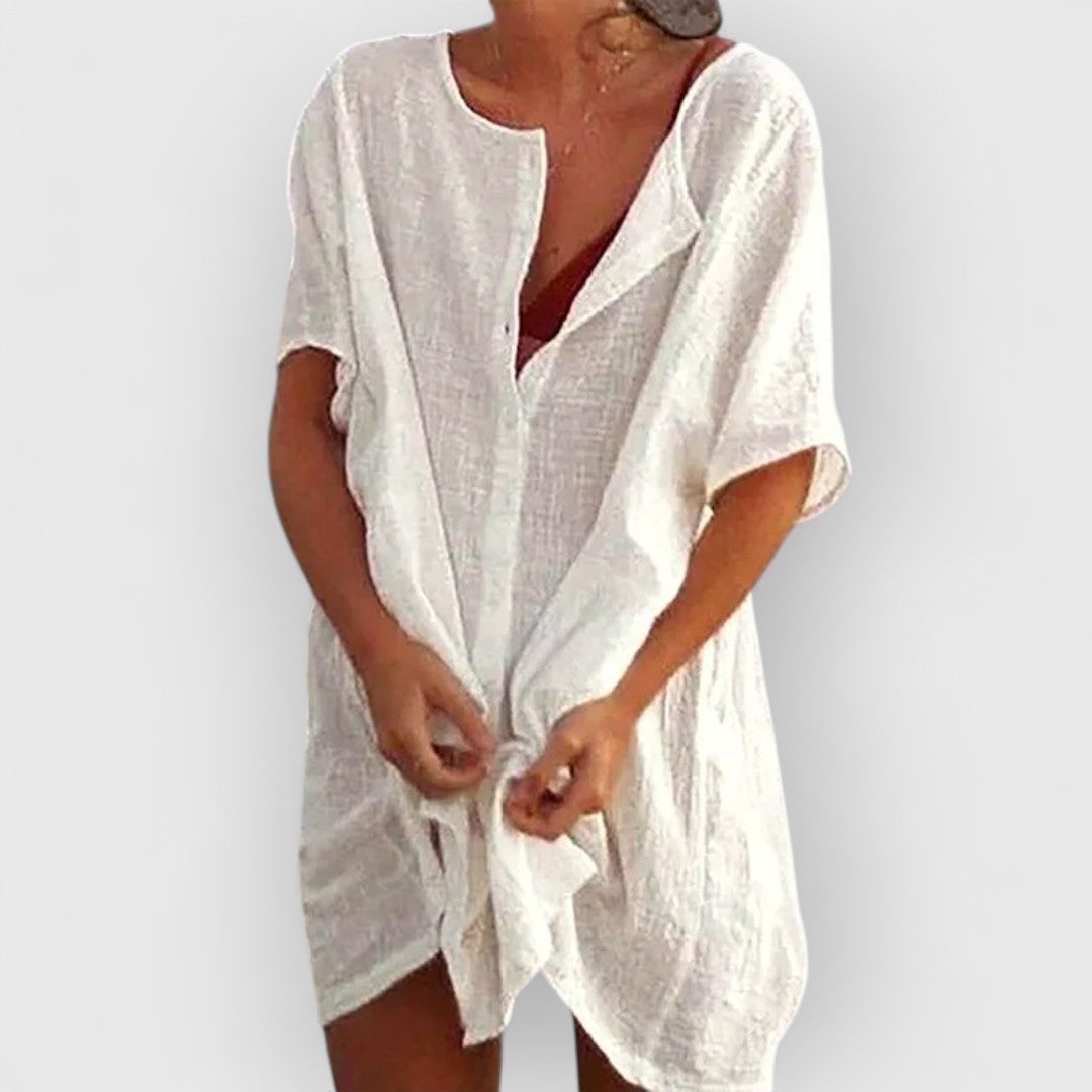 ELYRA™ | Robe courte en coton à manches courtes