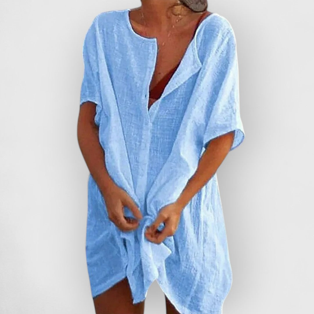 ELYRA™ | Robe courte en coton à manches courtes