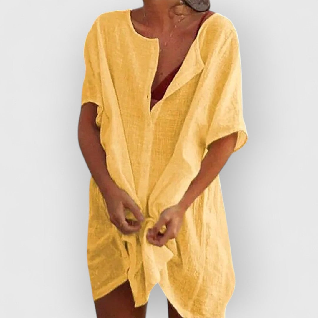 ELYRA™ | Robe courte en coton à manches courtes