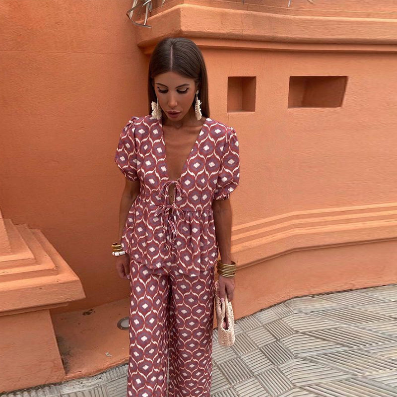 ELYRA™ | Puff Sleeve Set with Tie Detail
