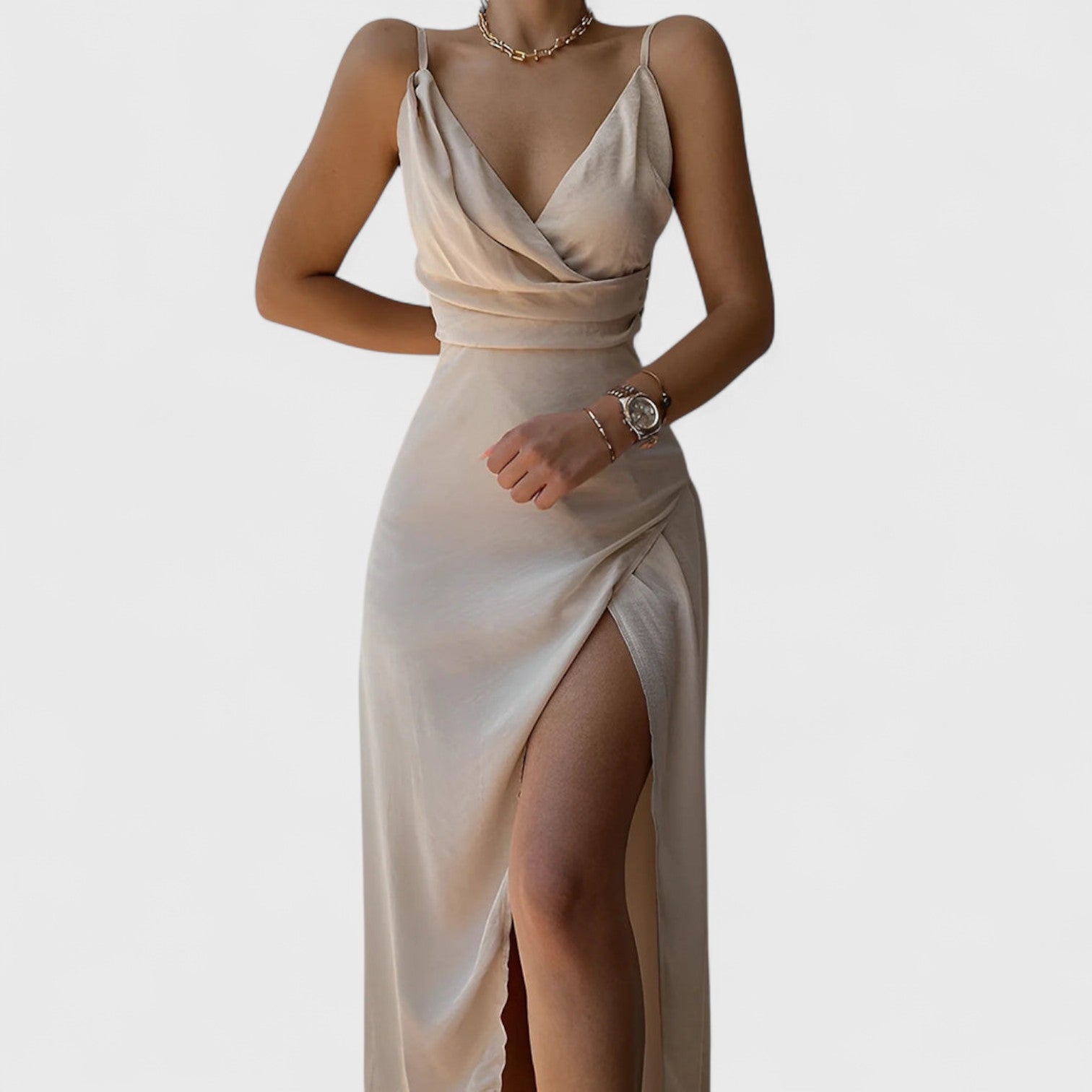 ELYRA™ | Elegant Straight Dress with V-Neck