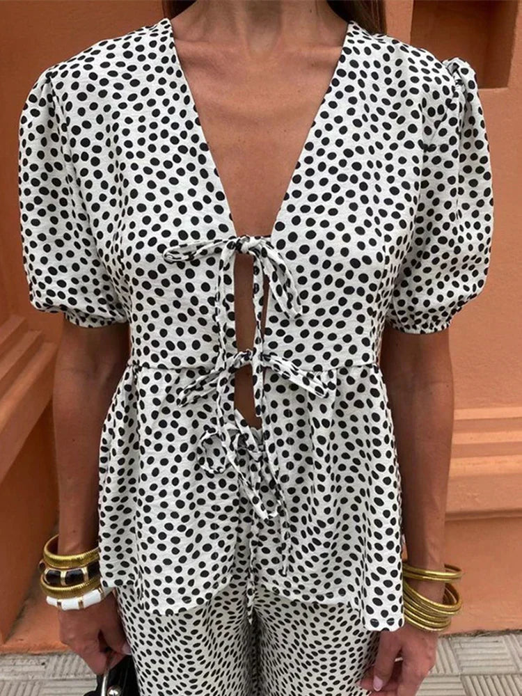 ELYRA™ | Puff Sleeve Set with Tie Detail