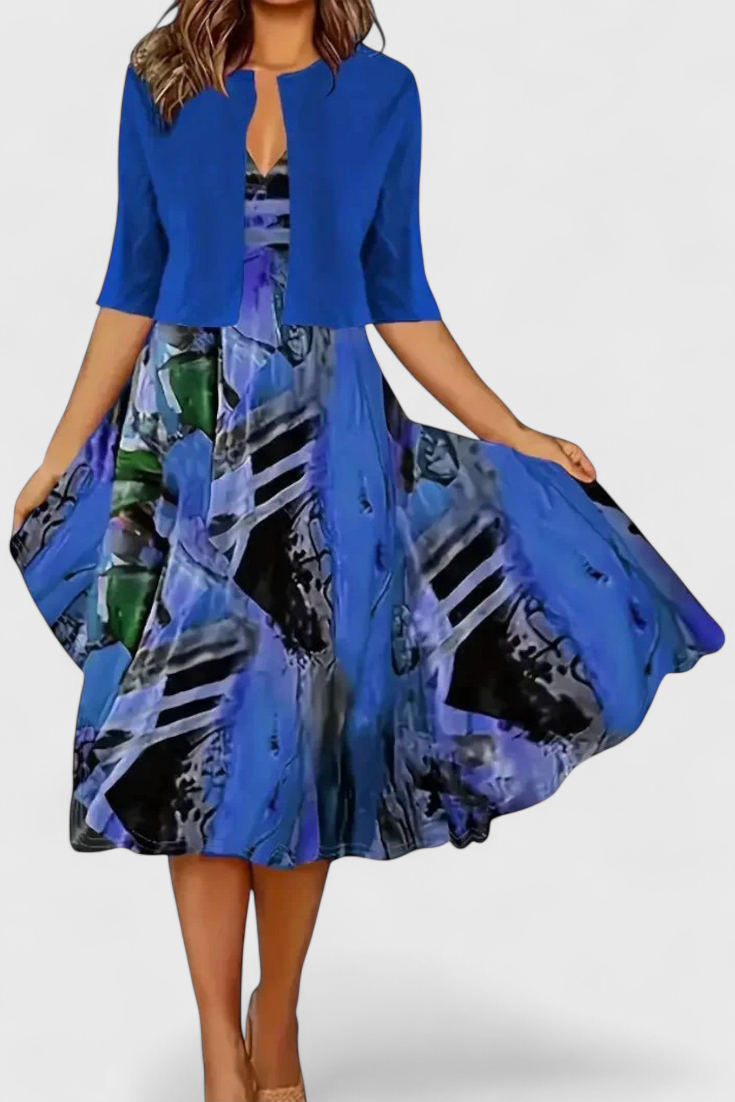 ELYRA™ | Ensemble Robe Blazer Midi à rayures