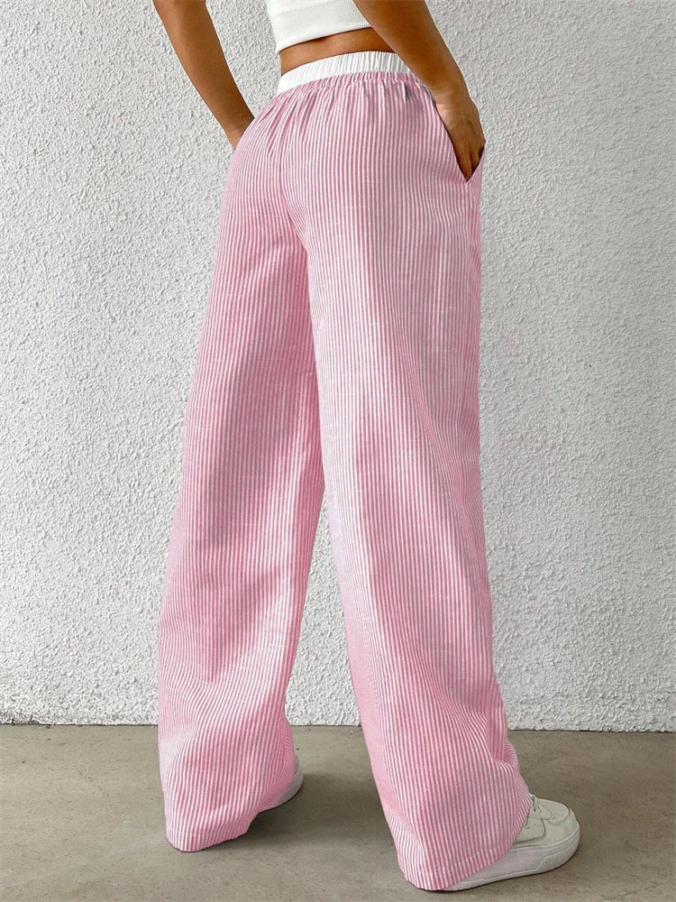 ELYRA™ | Pantalon Large Rayé