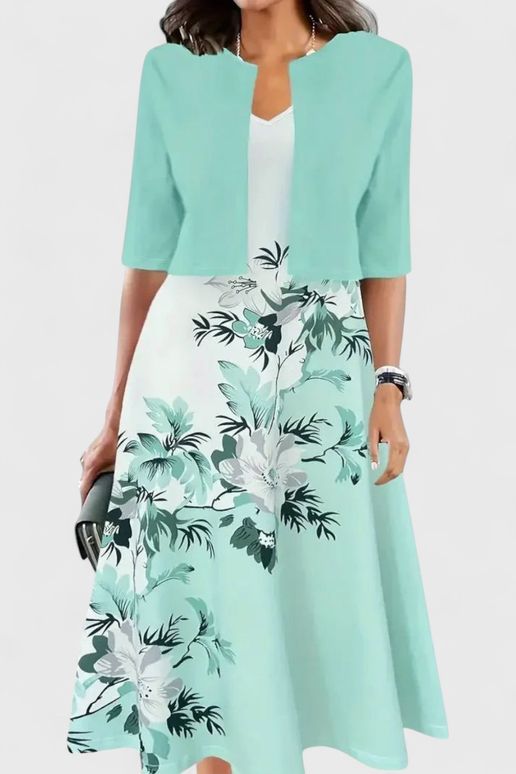 ELYRA™ | Ensemble Robe Blazer Midi à rayures