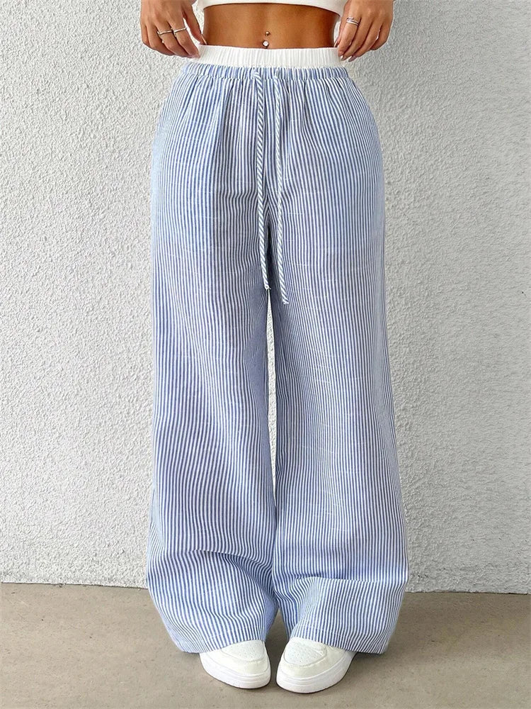 ELYRA™ | Pantalon Large Rayé