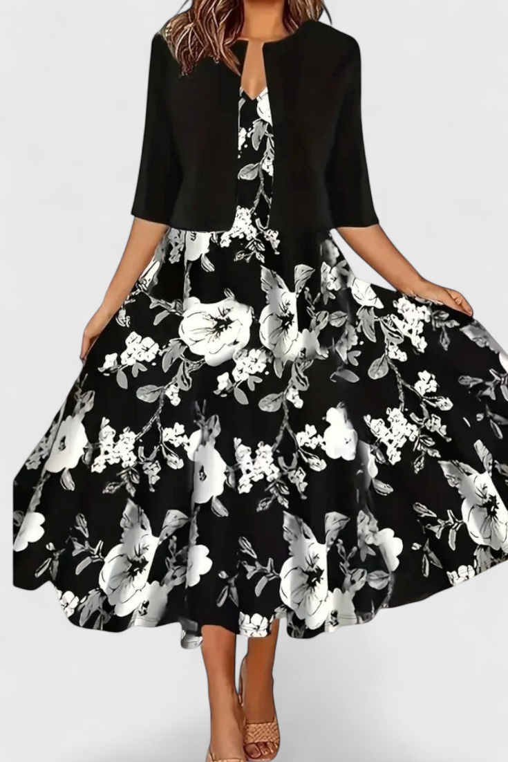 ELYRA™ | Ensemble Robe Blazer Midi à rayures