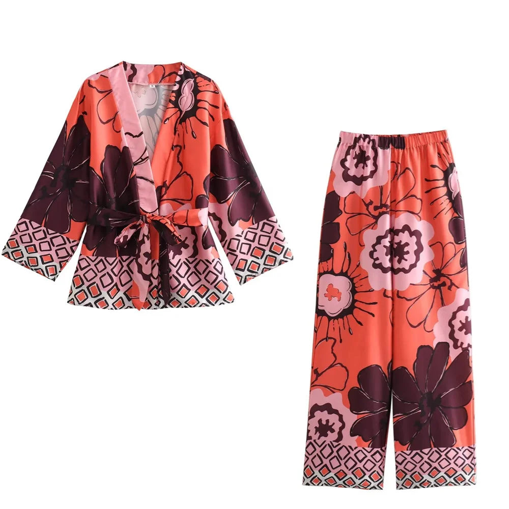 ELYRA™ | Ensemble Kimono à Fleurs & Pantalons Amples