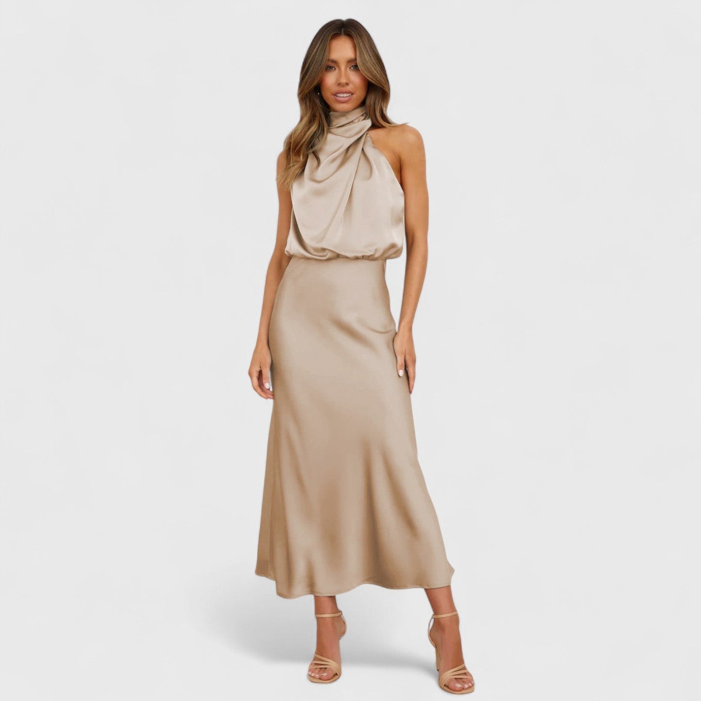 ELYRA™ | Long Halter Neck Dress
