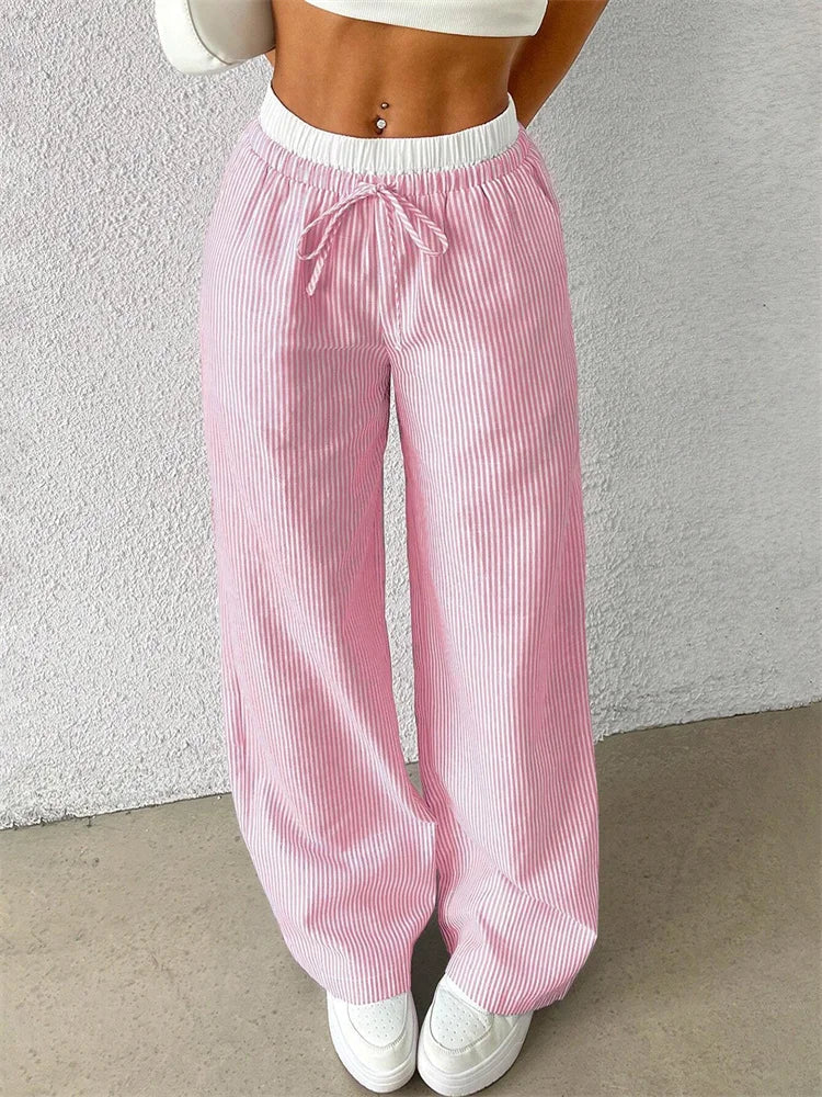 ELYRA™ | Pantalon Large Rayé