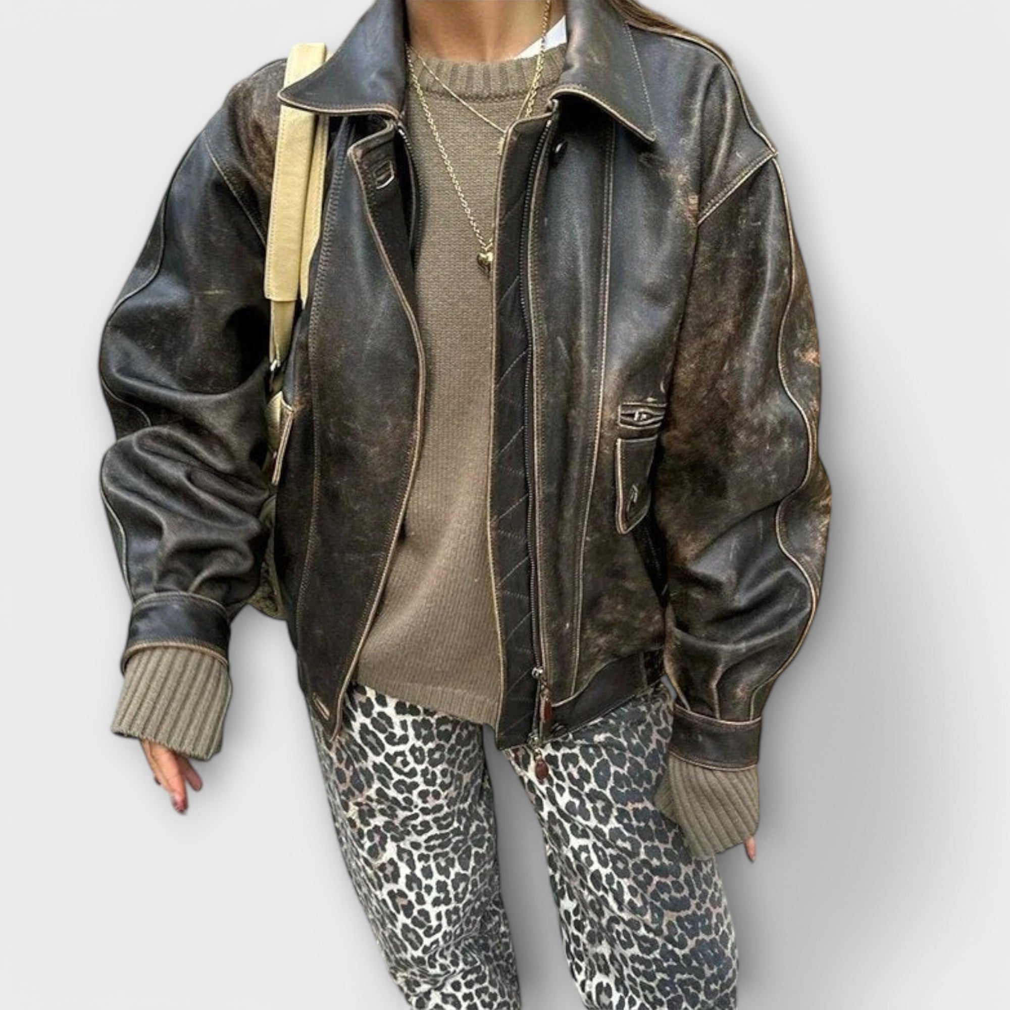 ELYRA™ | Vintage Leopard Print Jeans