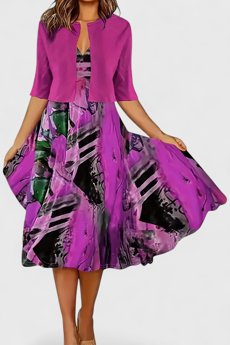 ELYRA™ | Ensemble Robe Blazer Midi à rayures