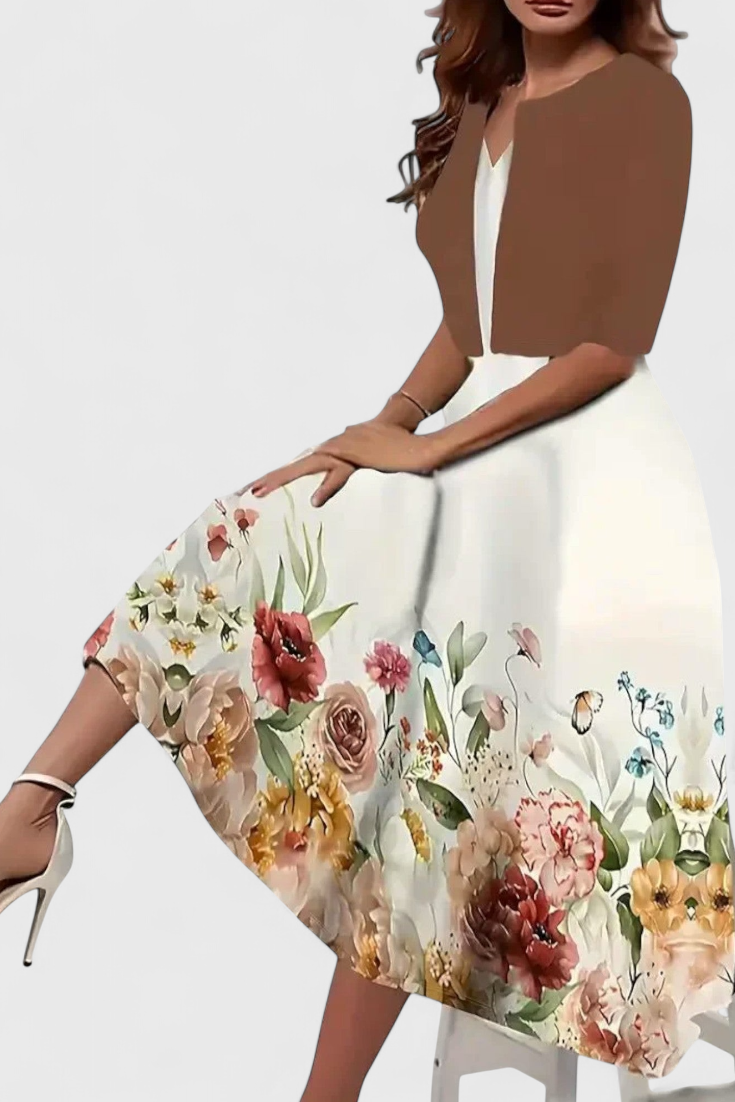 ELYRA™ | Ensemble Robe Blazer Midi à rayures