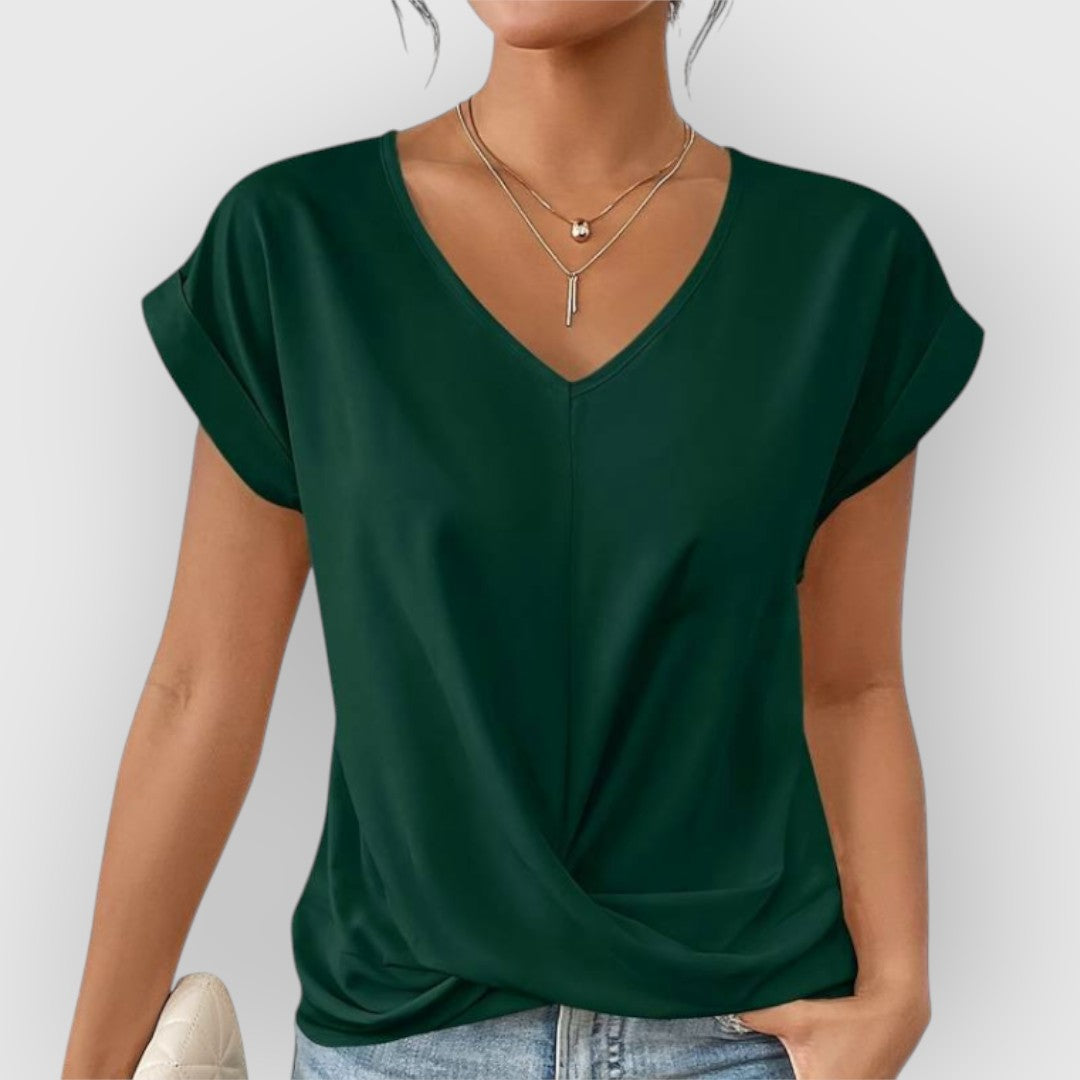 ELYRA™ | V-neck Short Sleeve Cotton Top