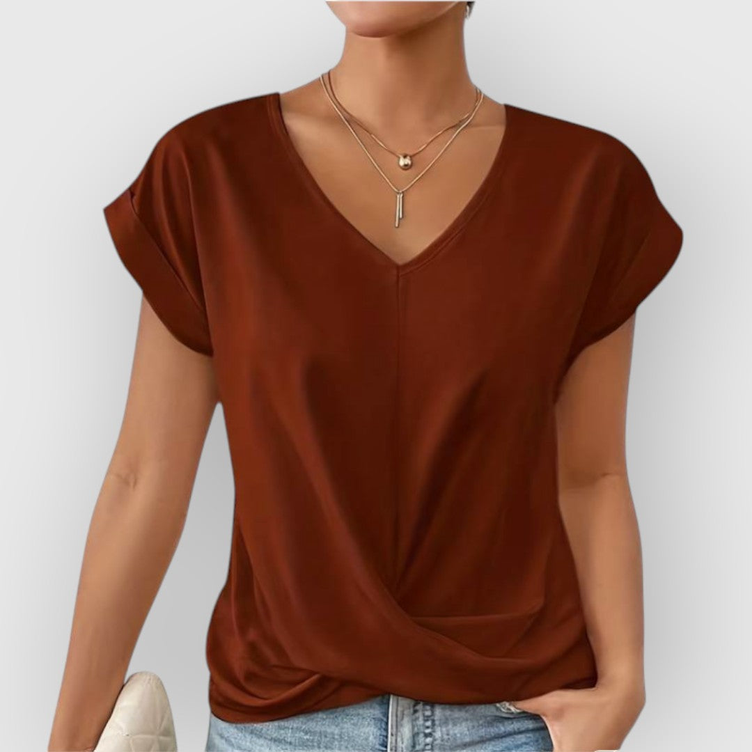 ELYRA™ | V-neck Short Sleeve Cotton Top