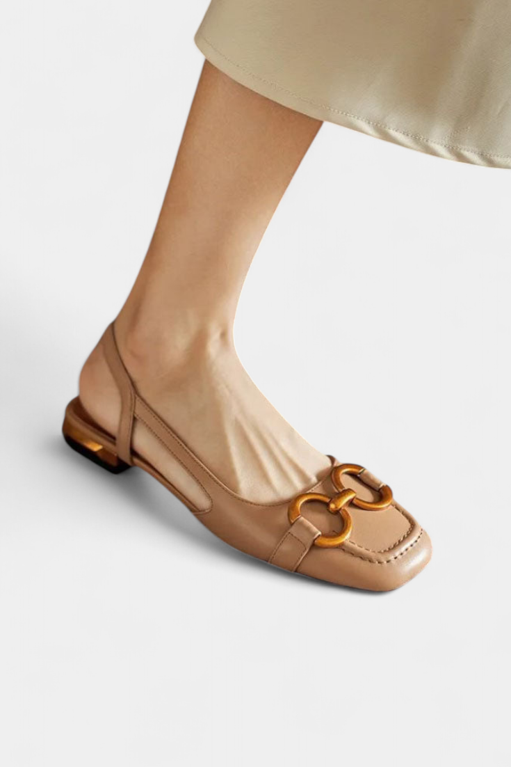 ELYRA™ | Mocasines Slingback à Bout Carré en cuir
