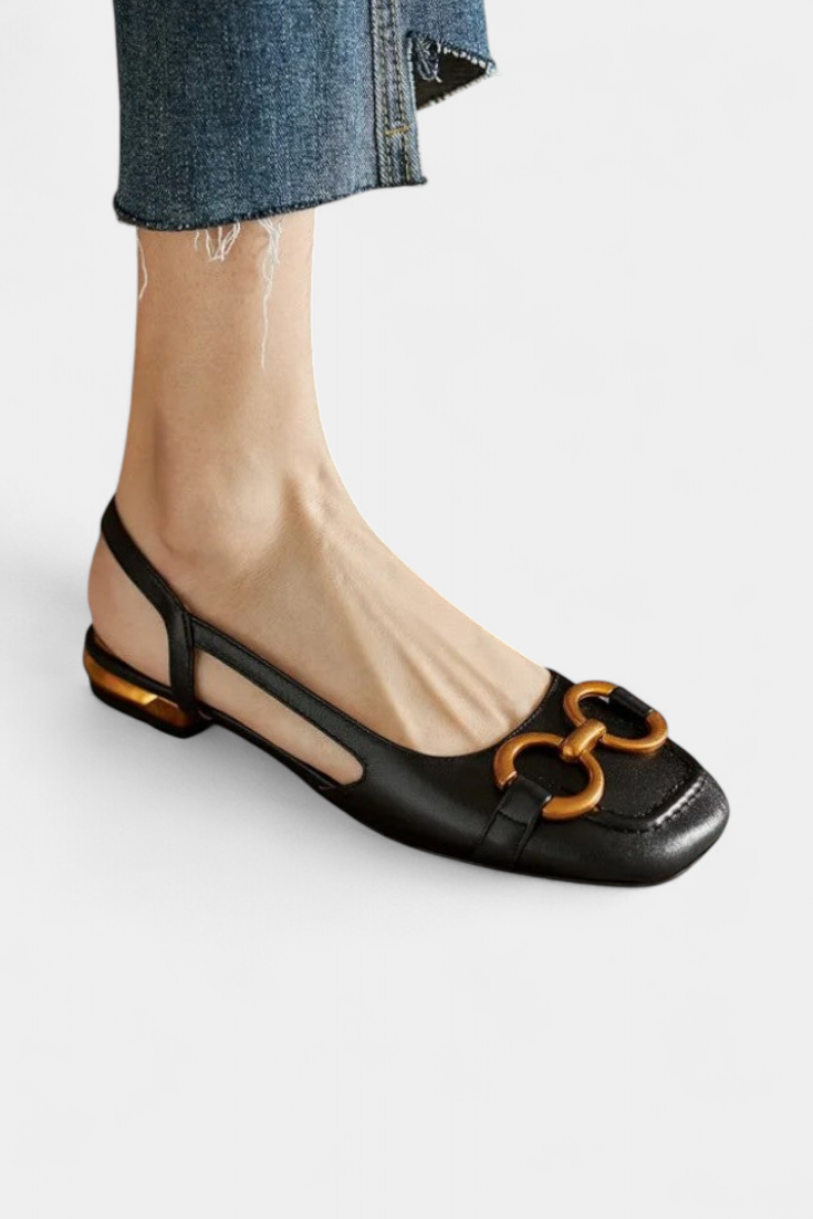 ELYRA™ | Mocasines Slingback à Bout Carré en cuir