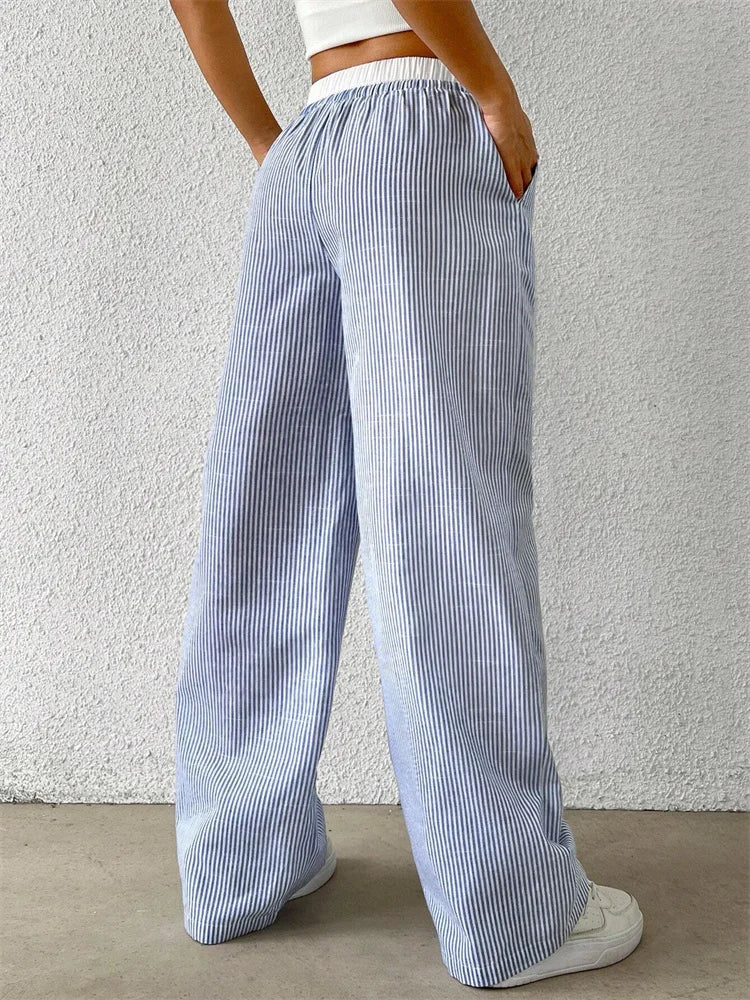 ELYRA™ | Pantalon Large Rayé