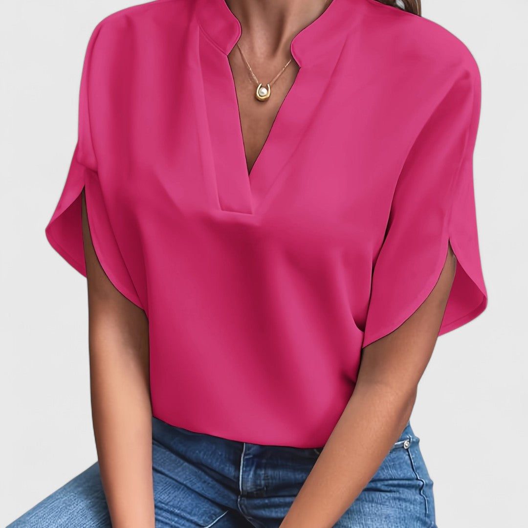 ELYRA™ | Long-Sleeve Satin Cotton Blouse